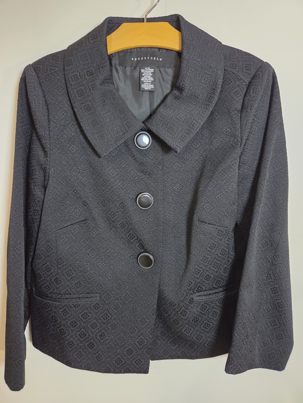 Apostrophe Black Textured Button-Front Jacket